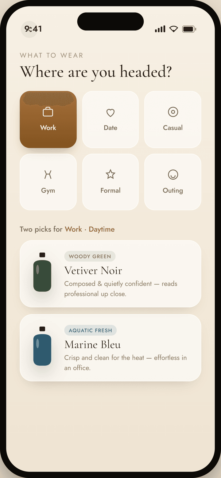 Pick your occasion, get a smart match